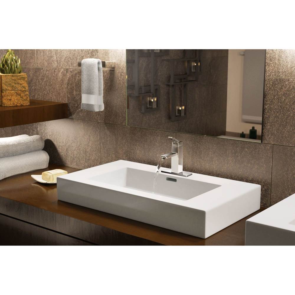 90 Degree One-Handle Modern Bathroom Faucet with Drain Assembly, Chrome