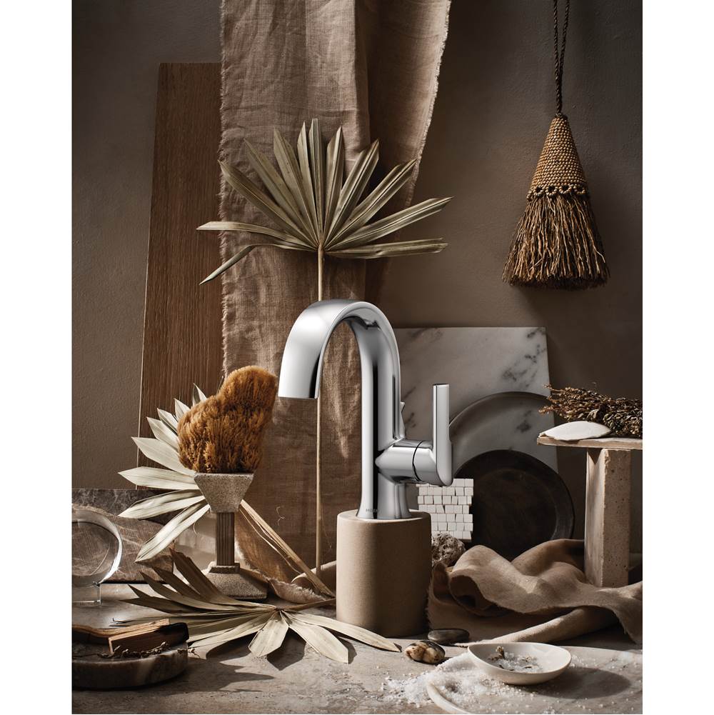 Doux Collection One-Handle High Arc Laminar Stream Bathroom Faucet, Chrome