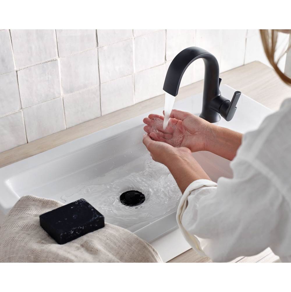 Doux Collection One-Handle High Arc Laminar Stream Bathroom Faucet, Chrome