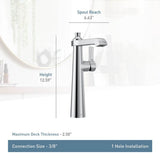 Flara One-Handle Single Hole Vessel Sink Bathroom Faucet, Chrome