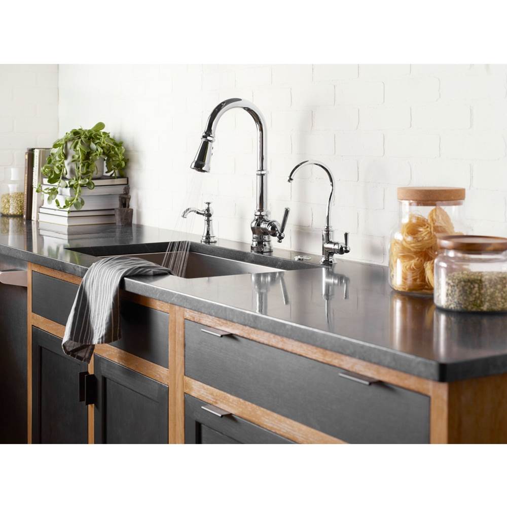 Paterson One-Handle Pull-down Kitchen Faucet with Power Boost, Includes Interchangeable Handle, Chrome