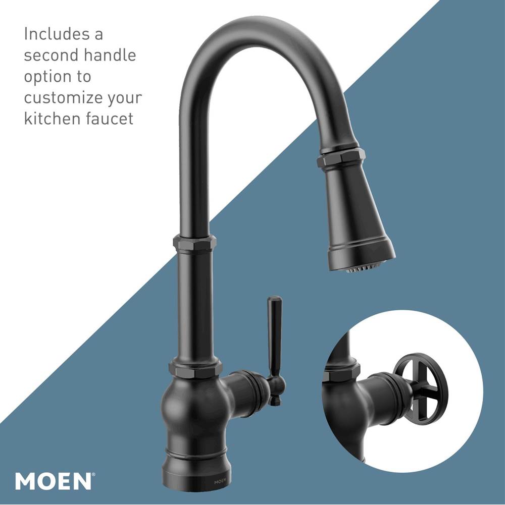 Paterson One-Handle Pull-down Kitchen Faucet with Power Boost, Includes Interchangeable Handle, Chrome