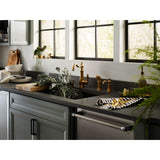 Traditional Deck Mounted Kitchen Soap Dispenser with Above the Sink Refillable Bottle, Brushed Gold
