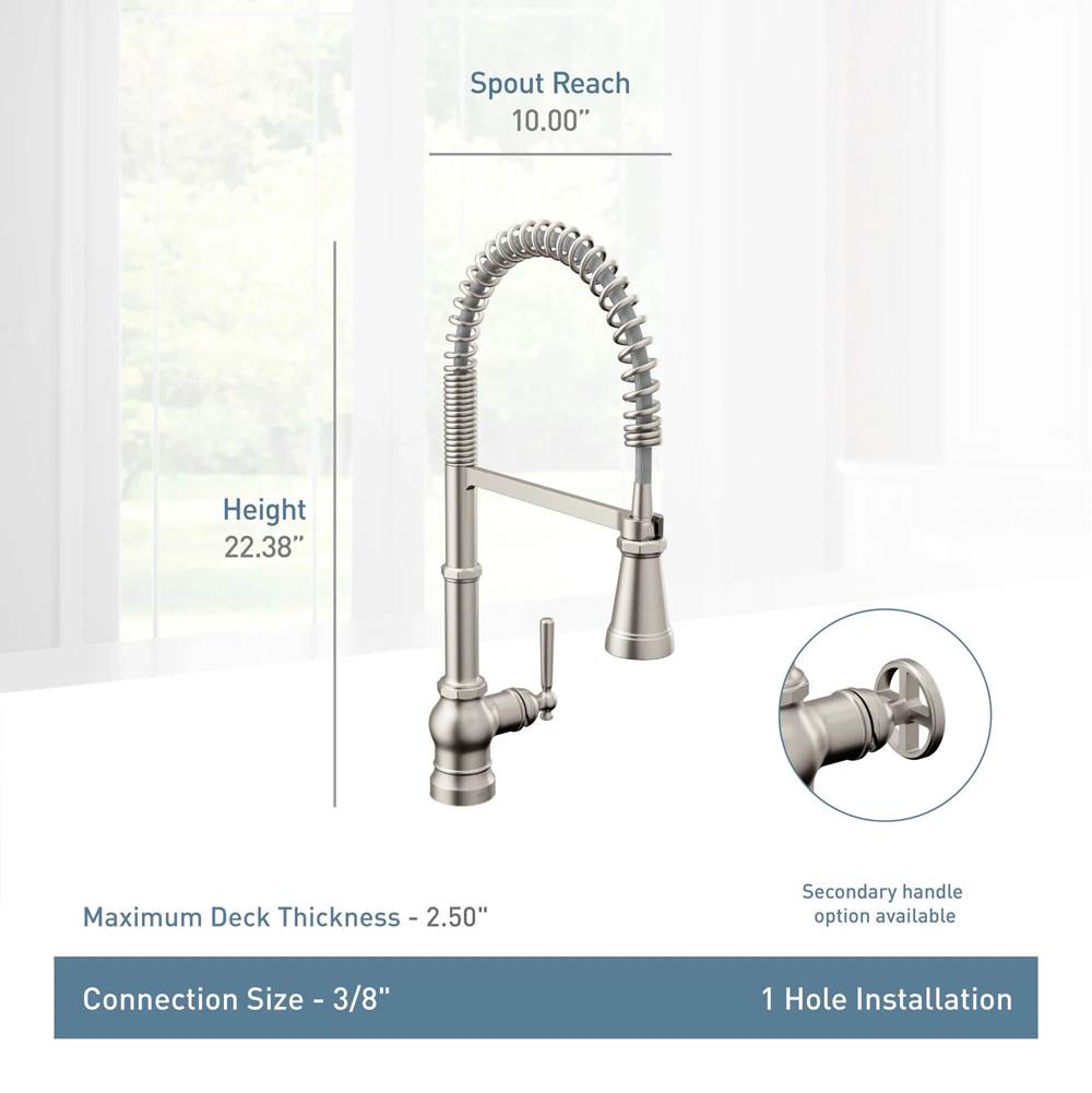 Paterson One Handle Pre-Rinse Spring Pulldown Kitchen Faucet with Power Boost, Chrome
