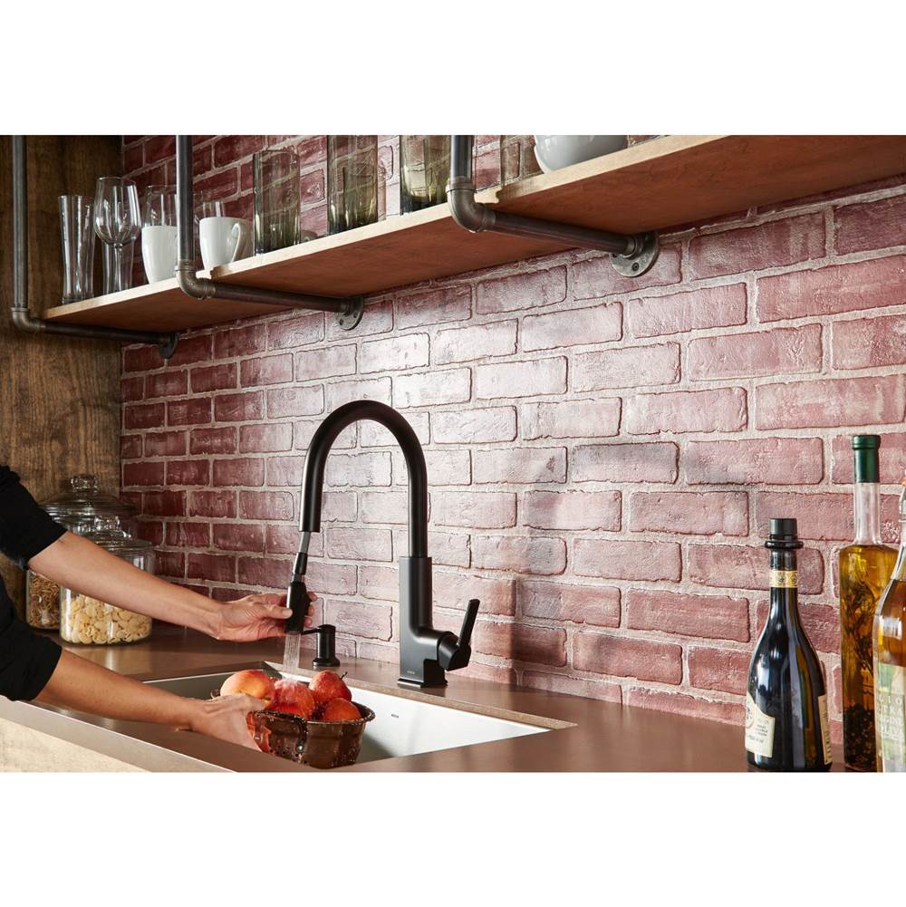 Deck Mounted Kitchen Soap Dispenser with Above the Sink Refillable Bottle, Chrome