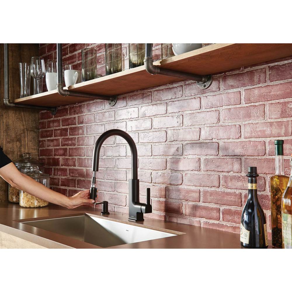 Deck Mounted Kitchen Soap Dispenser with Above the Sink Refillable Bottle, Chrome