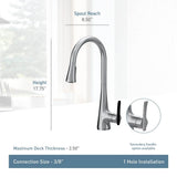 Sinema Single-Handle Pull-Down Sprayer Kitchen Faucet with Power Clean and 2 Handle Options in Chrome