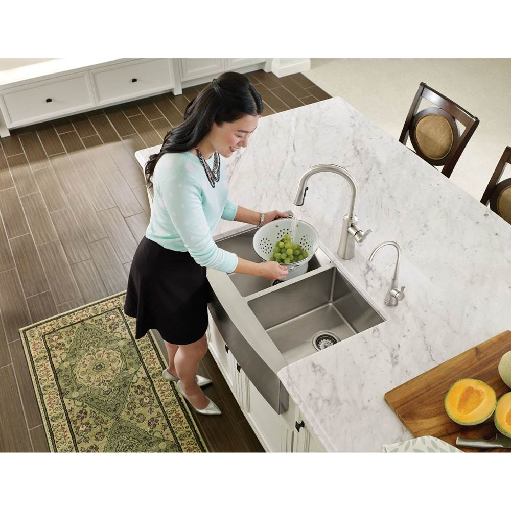 1800 Series Stainless Steel Apron Front Farmhouse 18 Gauge Double Bowl Sink, Stainless