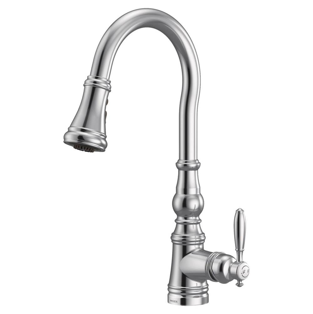 Weymouth Shepherd''s Hook Pulldown Kitchen Faucet Featuring Metal Wand with Power Boost, Chrome