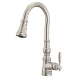 Weymouth Shepherd''s Hook Pulldown Kitchen Faucet Featuring Metal Wand with Power Boost, Chrome