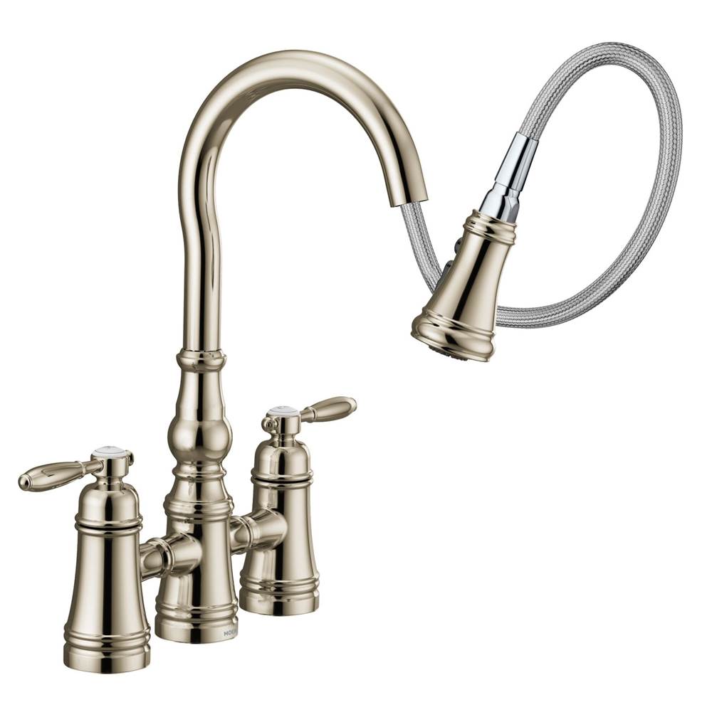 Moen Weymouth 2-Handle Bridge Faucet in Polished Nickle