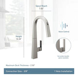 Nio Smart Faucet Touchless Pull Down Sprayer Kitchen Faucet with Voice Control and Power Boost, Black Stainless