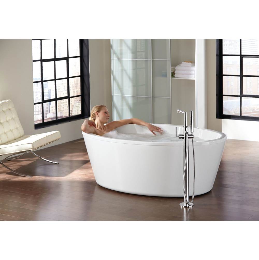 Arris One-Handle Modern Freestanding Floor Mount Tub Filler with Handshower, Chrome