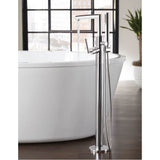 Arris One-Handle Modern Freestanding Floor Mount Tub Filler with Handshower, Chrome