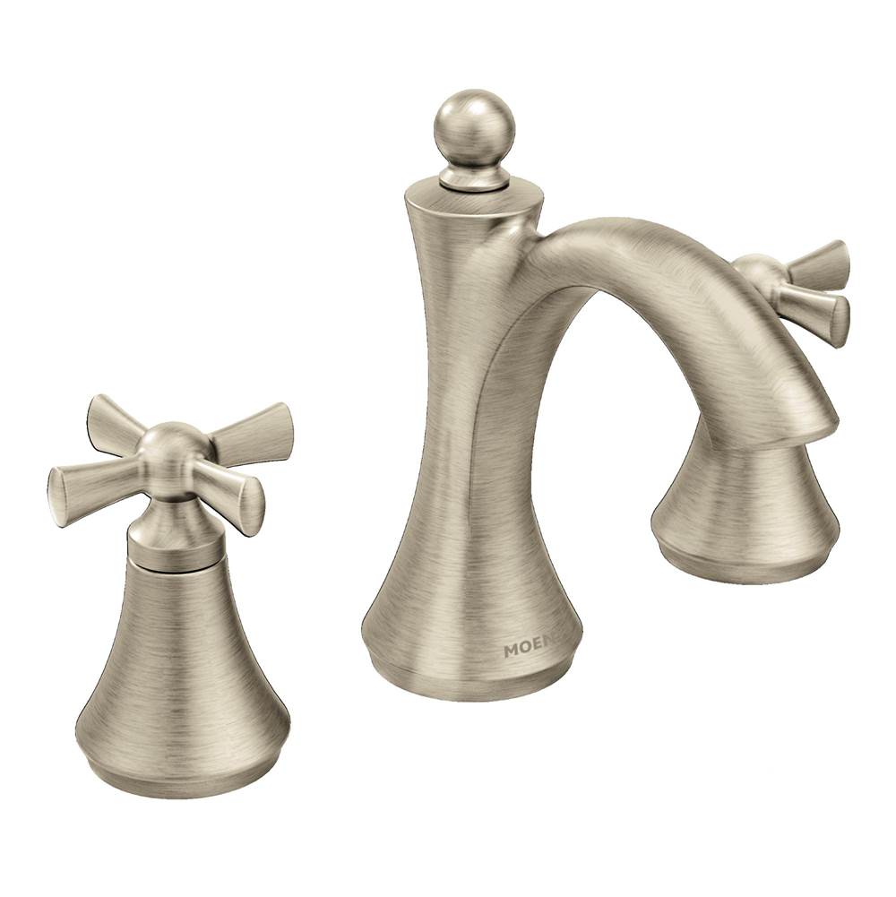 Moen - Wynford 8 in. Widespread 2-Handle High-Arc Bathroom Faucet with Cross Handles in Brushed Nickel (Valve Sold Separately) - Brushed Nickel