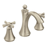 Moen - Wynford 8 in. Widespread 2-Handle High-Arc Bathroom Faucet with Cross Handles in Brushed Nickel (Valve Sold Separately) - Brushed Nickel