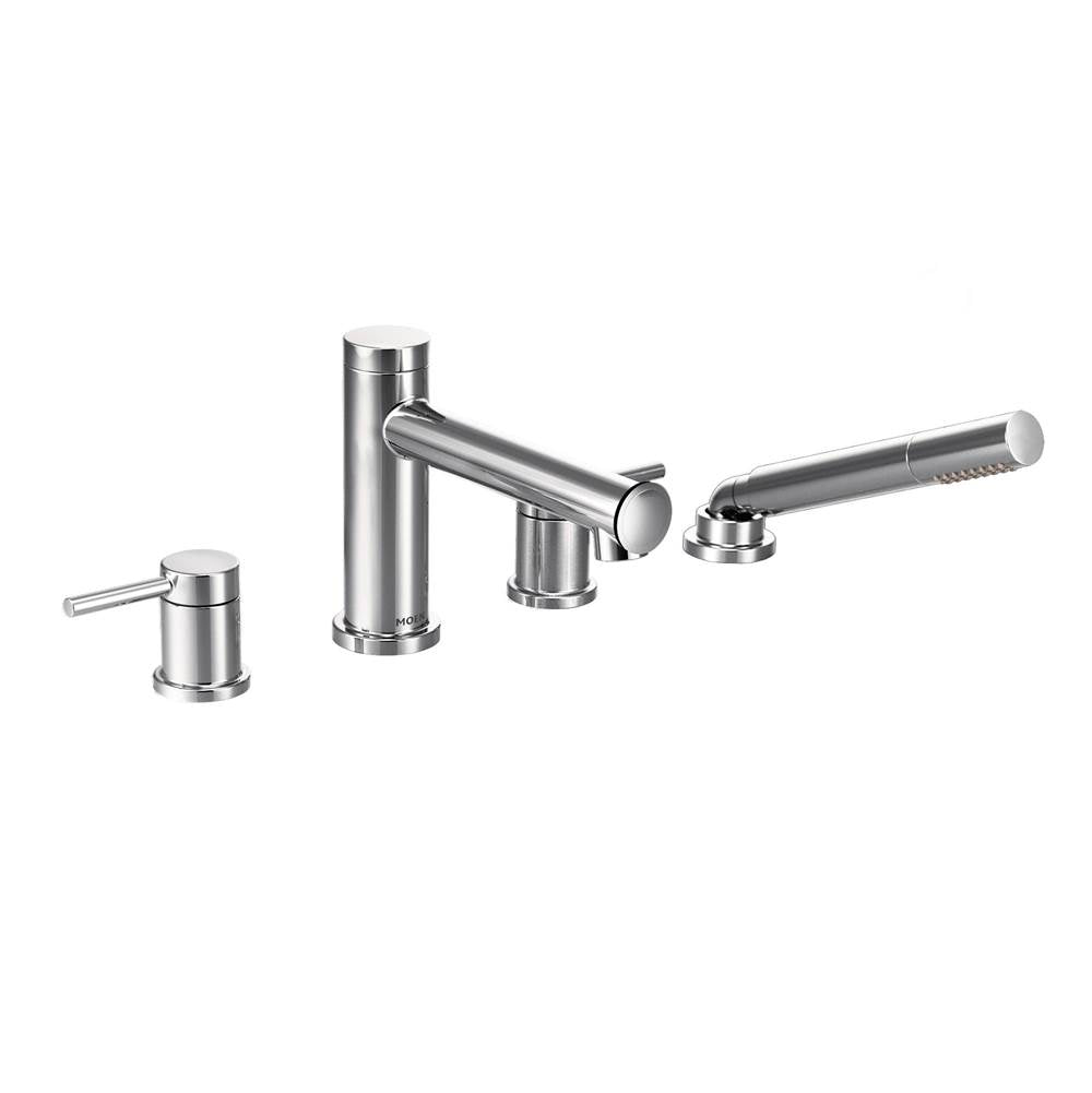 Moen - Align 2-Handle Deck Mount Roman Tub Faucet Trim Kit with Hand shower in Chrome (Valve Sold Separately) - Chrome