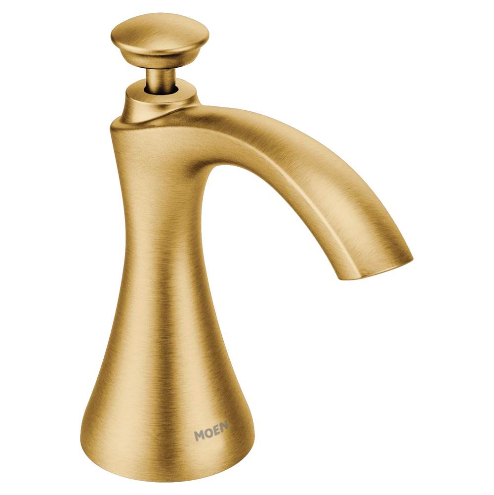 Moen - Transitional Deck Mounted Kitchen Soap Dispenser with Above the Sink Refillable Bottle, Brushed Gold - Brushed Gold