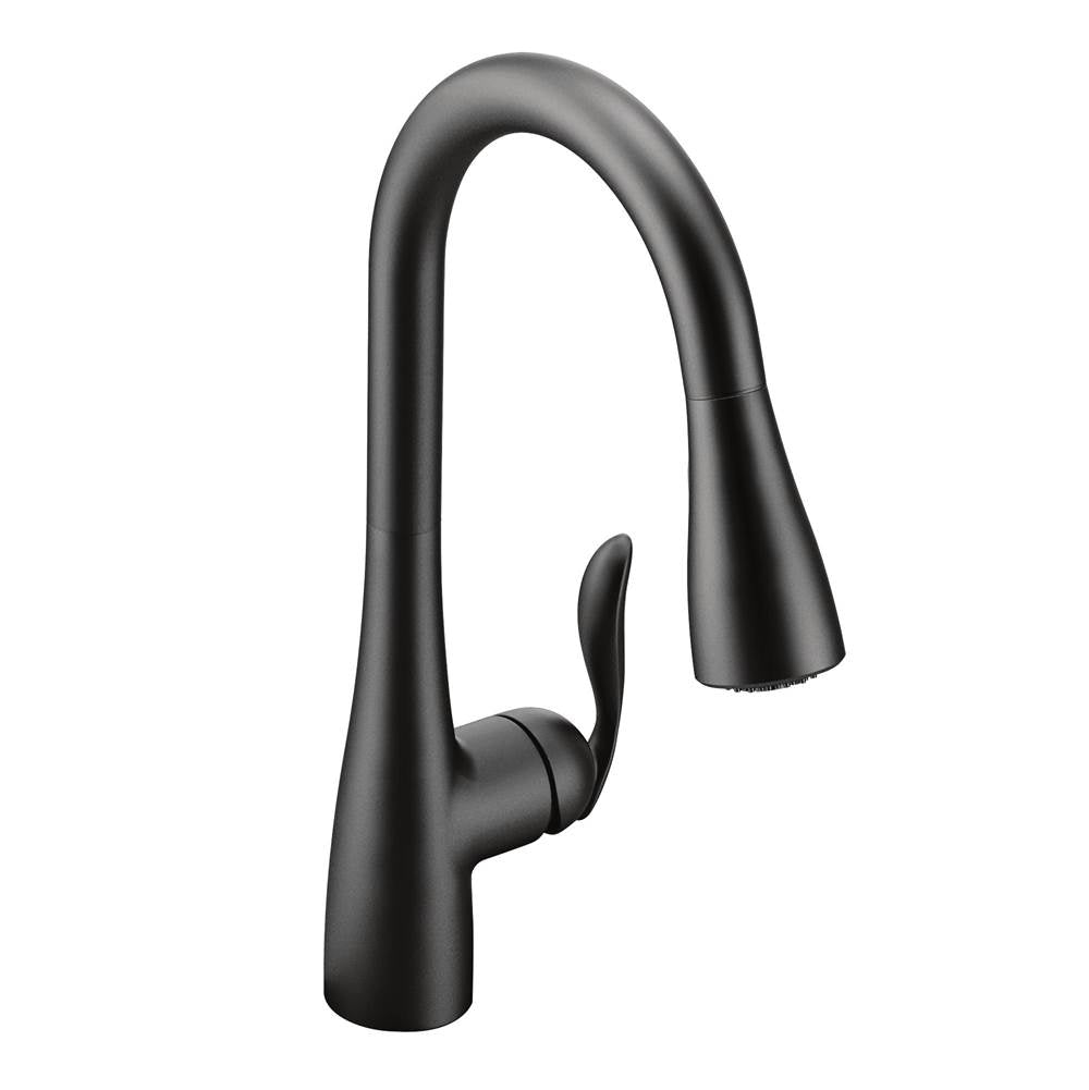 Moen - Arbor One-Handle Pulldown Kitchen Faucet Featuring Power Boost and Reflex, Matte Black - Matte Black