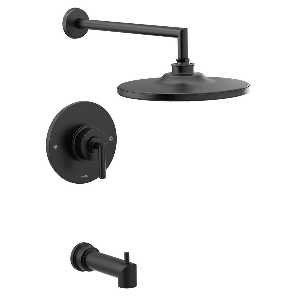 Moen - Arris Posi-Temp 1-Handle 1-Spray Eco-Performance Tub and Shower Faucet Trim Kit in Matte Black (Valve Not Include - Matte Black