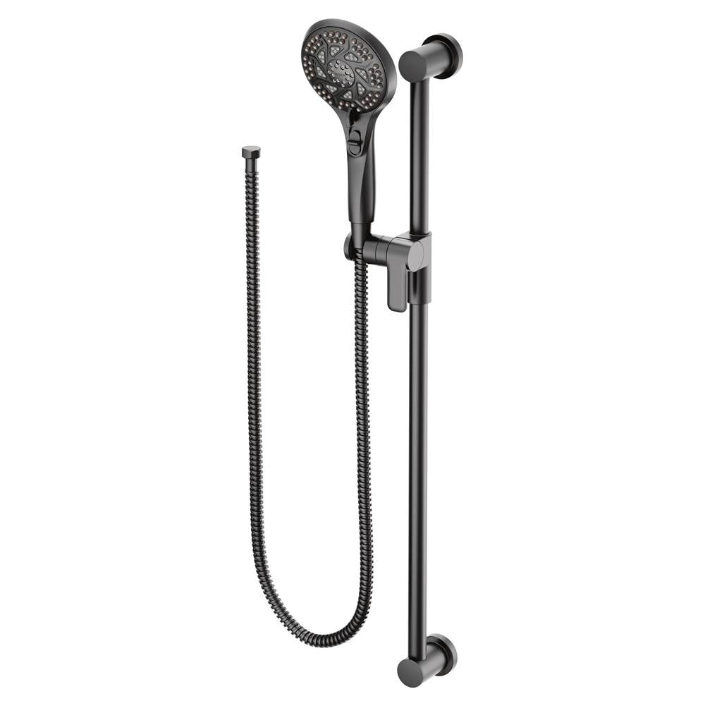 Moen - 5-Function Massaging Handshower with Toggle Pause, Includes 30-Inch Slide Bar and 69-Inch Hose, Matte Black - Matte Black