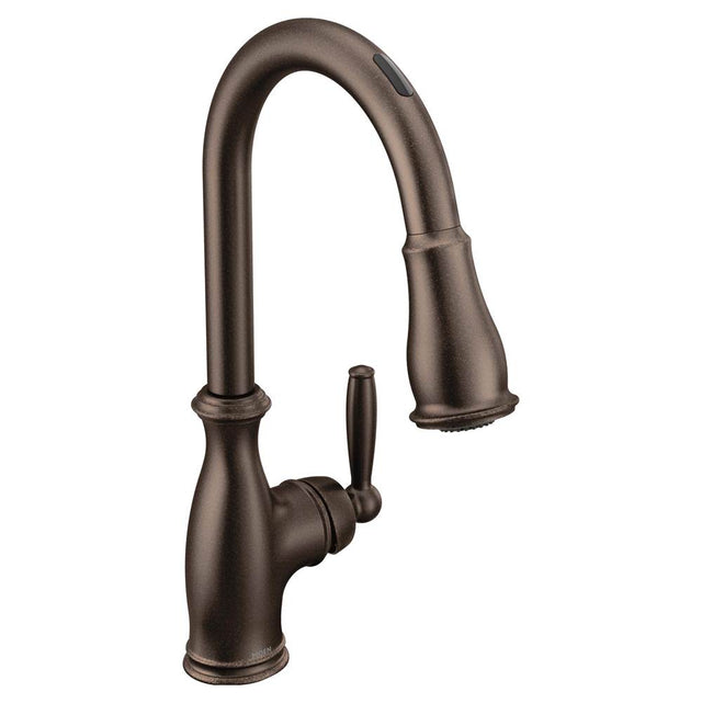 Moen - Brantford Smart Faucet Touchless Pull Down Sprayer Kitchen Faucet with Voice Control and Power Boost, Oil Rubbed Bronze - Oil Rubbed Bronze