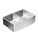 Moen - 1800 Series Stainless Steel Apron Front Farmhouse 18 Gauge Double Bowl Sink, Stainless - Satin Stainless