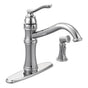 Moen - Belfield Traditional One Handle High Arc Kitchen Faucet with Side Spray and Optional Deckplate Included, Chrome - Chrome