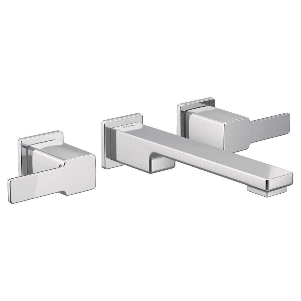 Moen - 90 Degree Two-Handle Wall Mount Bathroom Faucet Trim, Valve Required, Chrome - Chrome