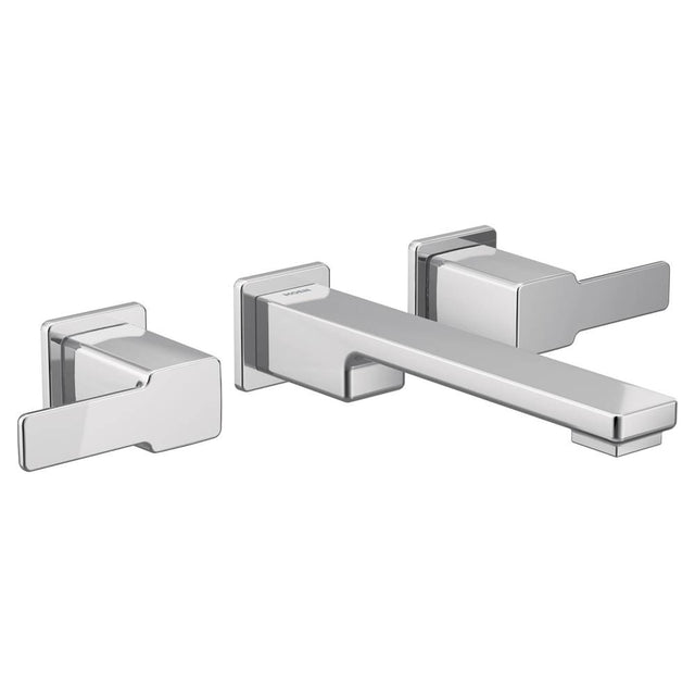 Moen - 90 Degree Two-Handle Wall Mount Bathroom Faucet Trim, Valve Required, Chrome - Chrome