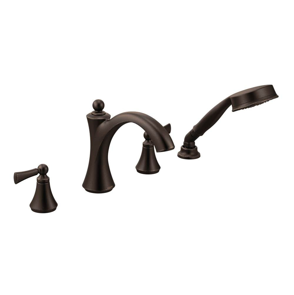 Wynford 2-Handle Deck-Mount Roman Tub Faucet with Handshower in Chrome (Valve Sold Separately)