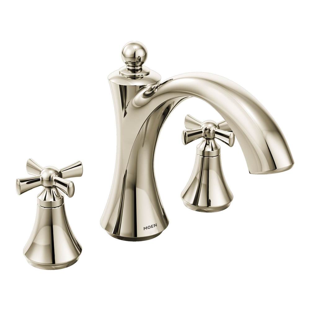 Wynford 2-Handle Deck-Mount High-Arc Roman Tub Faucet Trim Kit with Cross Handles in Chrome (Valve Sold Separately)