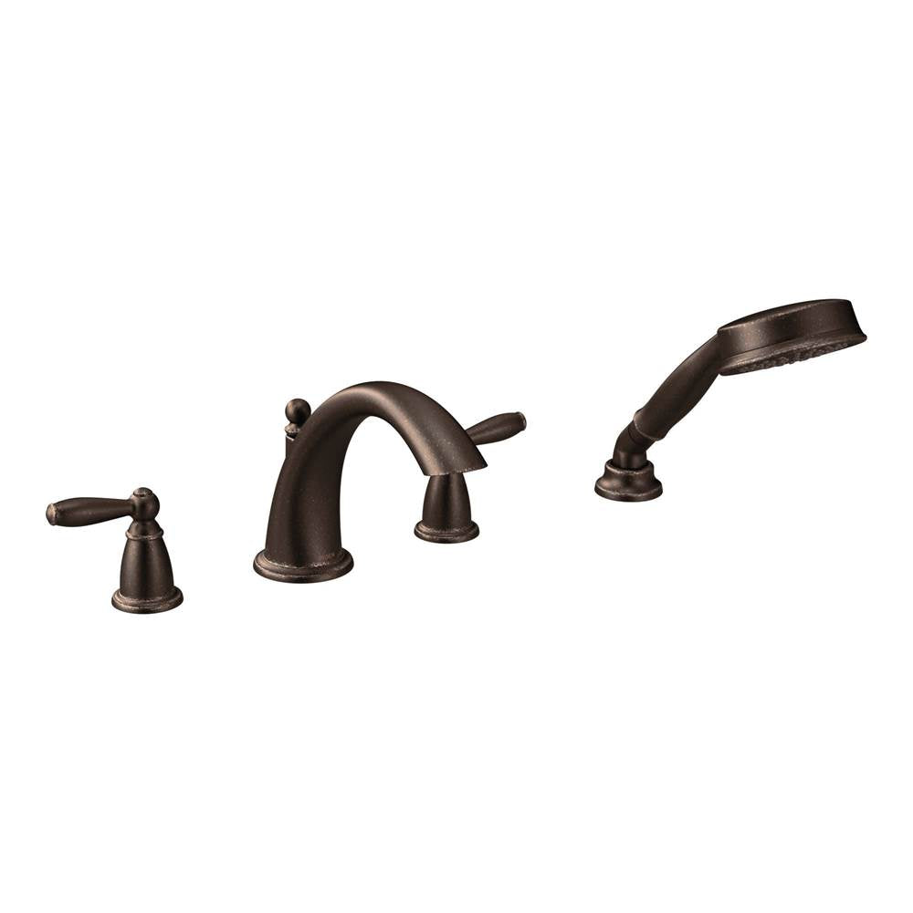 Brantford 2-Handle Deck-Mount Roman Tub Faucet Trim Kit with Hand Shower in Chrome (Valve Sold Separately)
