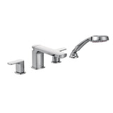 Rizon 2-Handle Deck-Mount Roman Tub Faucet Trim Kit with Handshower in Chrome (Valve Sold Separately)