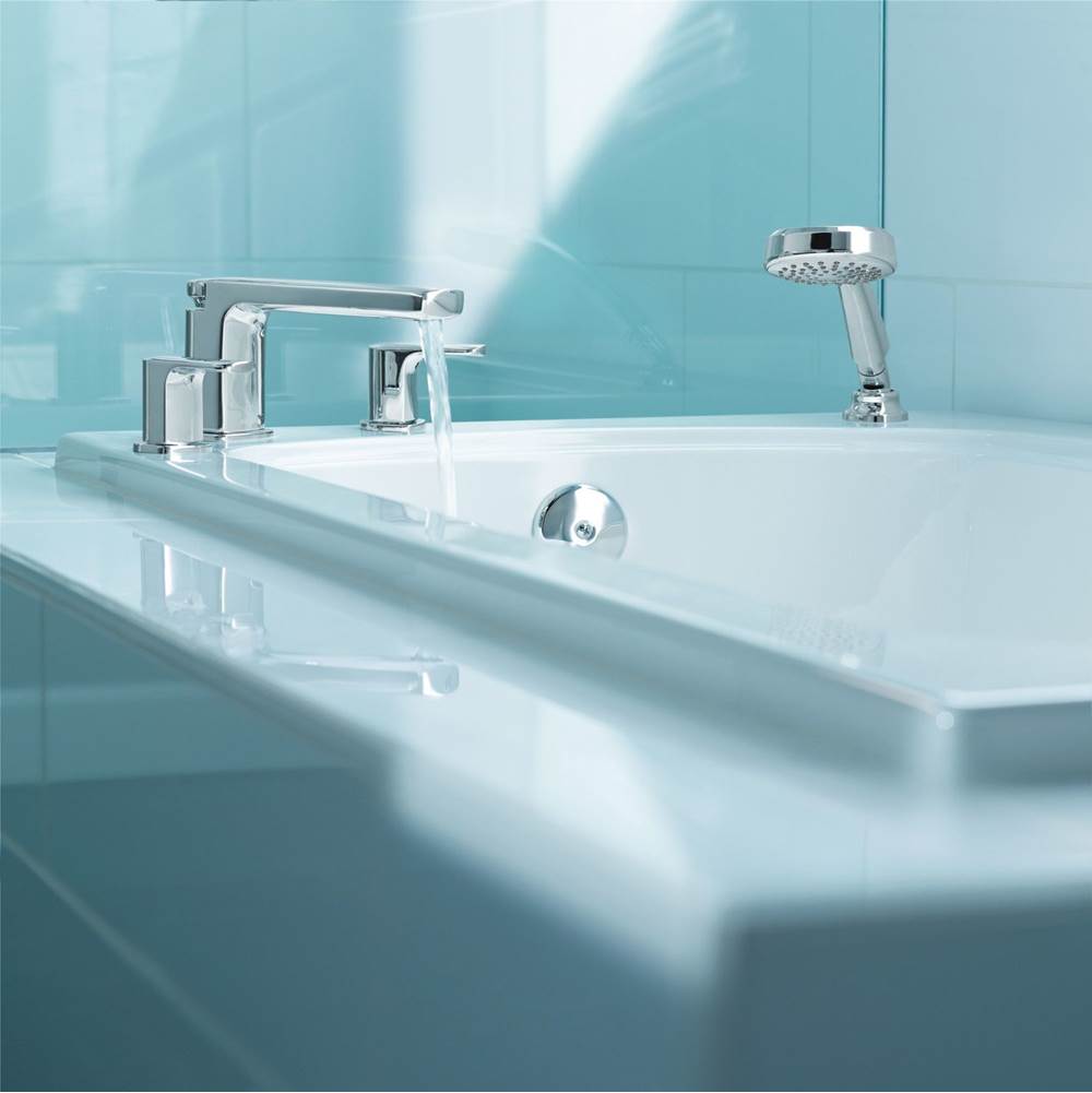 Rizon 2-Handle Deck-Mount Roman Tub Faucet Trim Kit with Handshower in Chrome (Valve Sold Separately)