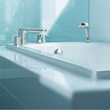 Rizon 2-Handle Deck-Mount Roman Tub Faucet Trim Kit with Handshower in Chrome (Valve Sold Separately)