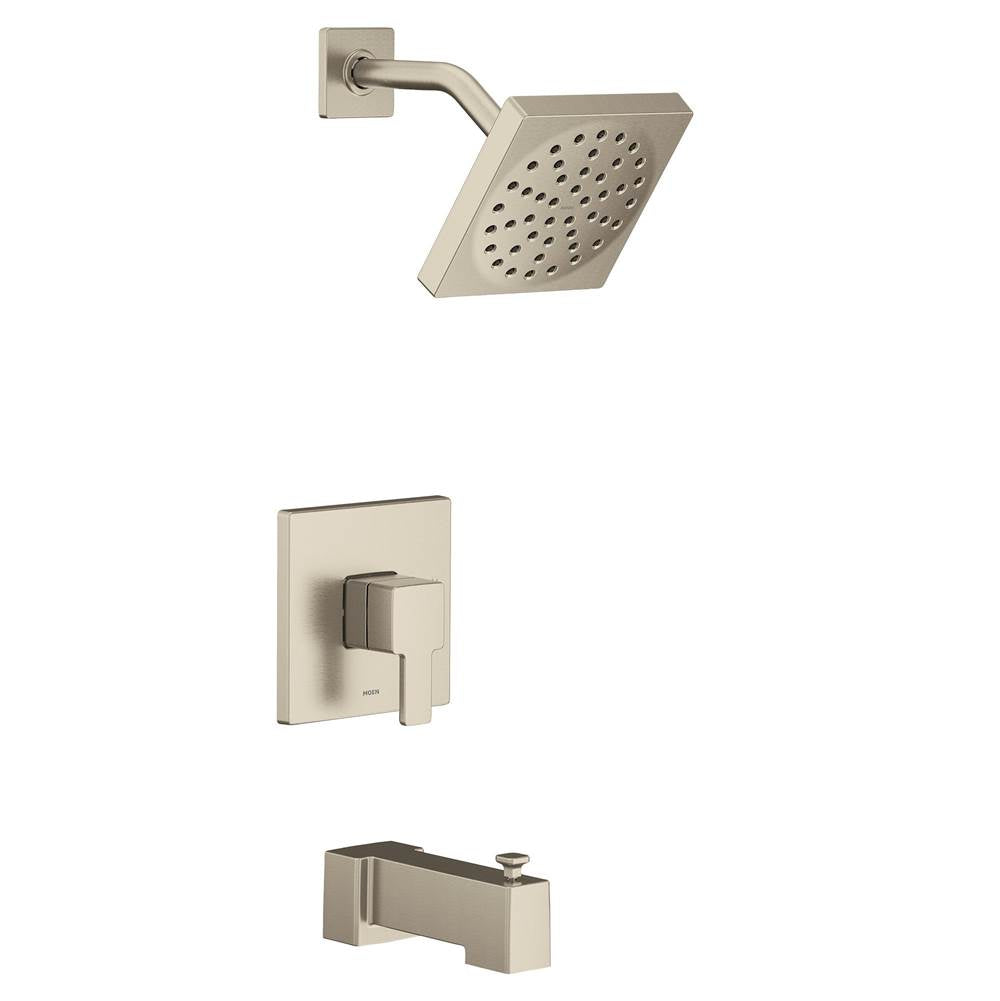 Moen - 90 Degree M-CORE 2-Series Eco Performance 1-Handle Tub and Shower Trim Kit in Brushed Nickel (Valve Sold Separately) - Brushed Nickel
