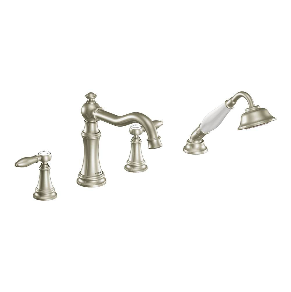 Weymouth 2-Handle Diverter Deck-Mount Roman Tub Faucet Trim Kit with Handshower in Chrome (Valve Sold Separately)