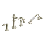 Weymouth 2-Handle Diverter Deck-Mount Roman Tub Faucet Trim Kit with Handshower in Chrome (Valve Sold Separately)