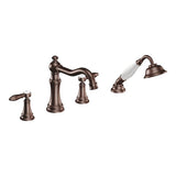 Weymouth 2-Handle Diverter Deck-Mount Roman Tub Faucet Trim Kit with Handshower in Chrome (Valve Sold Separately)