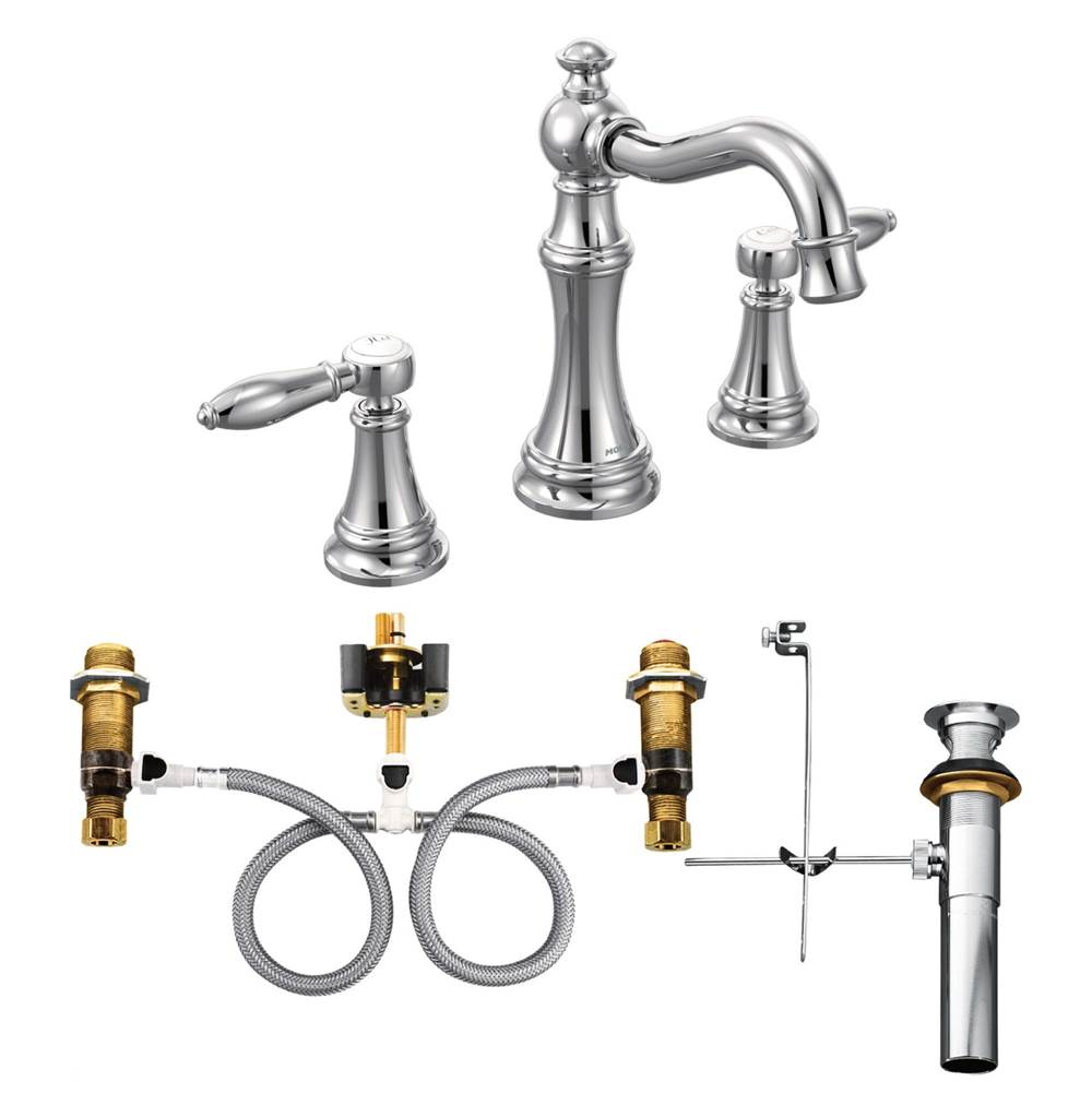 Weymouth 8 in. Widespread 2-Handle High-Arc Bathroom Faucet Trim Kit in Chrome (Valve Sold Separately)