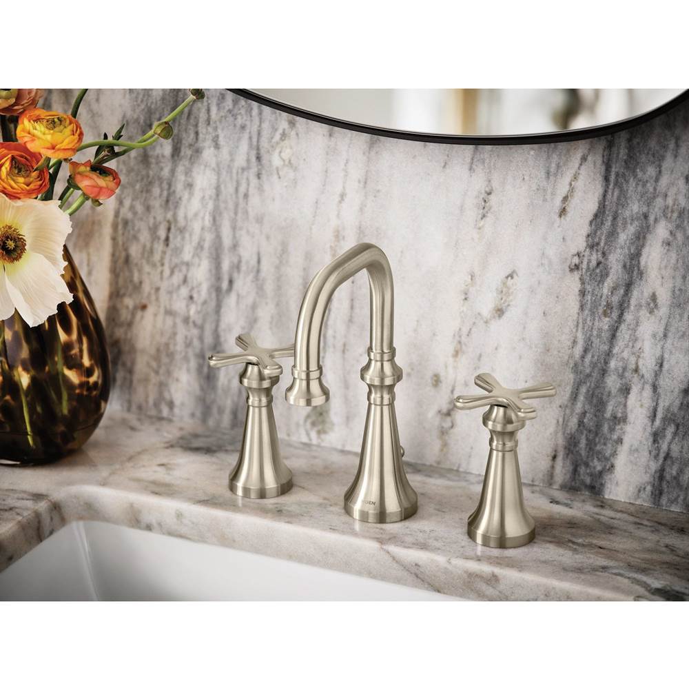 Colinet Traditional Two-Handle Widespread High-Arc Bathroom Faucet with Cross Handles, Valve Required, in Chrome