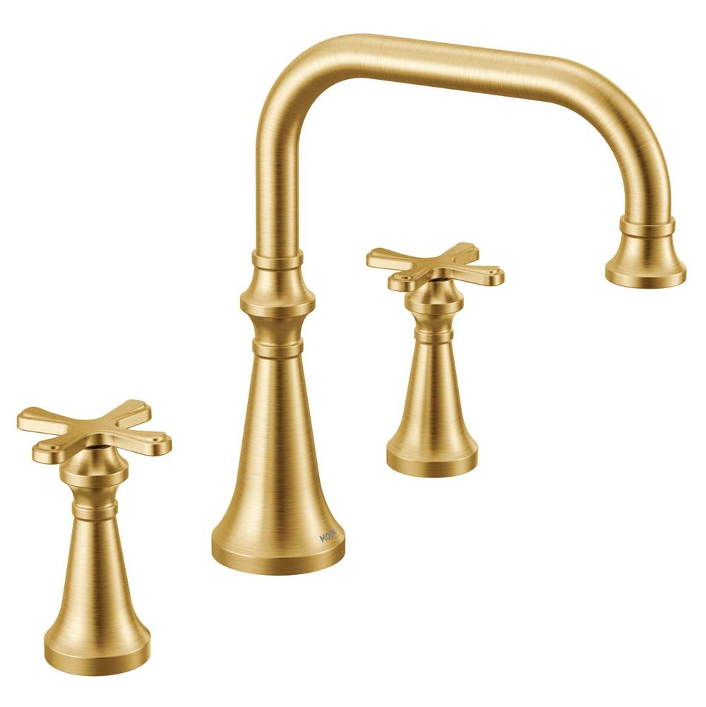 Colinet Two Handle Deck-Mount Roman Tub Faucet Trim with Cross Handles, Valve Required, in Chrome