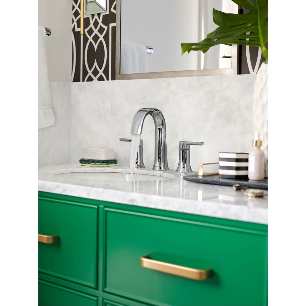 Doux 8 in. Widespread 2-Handle Bathroom Faucet Trim Kit in Chrome (Valve Sold Separately)