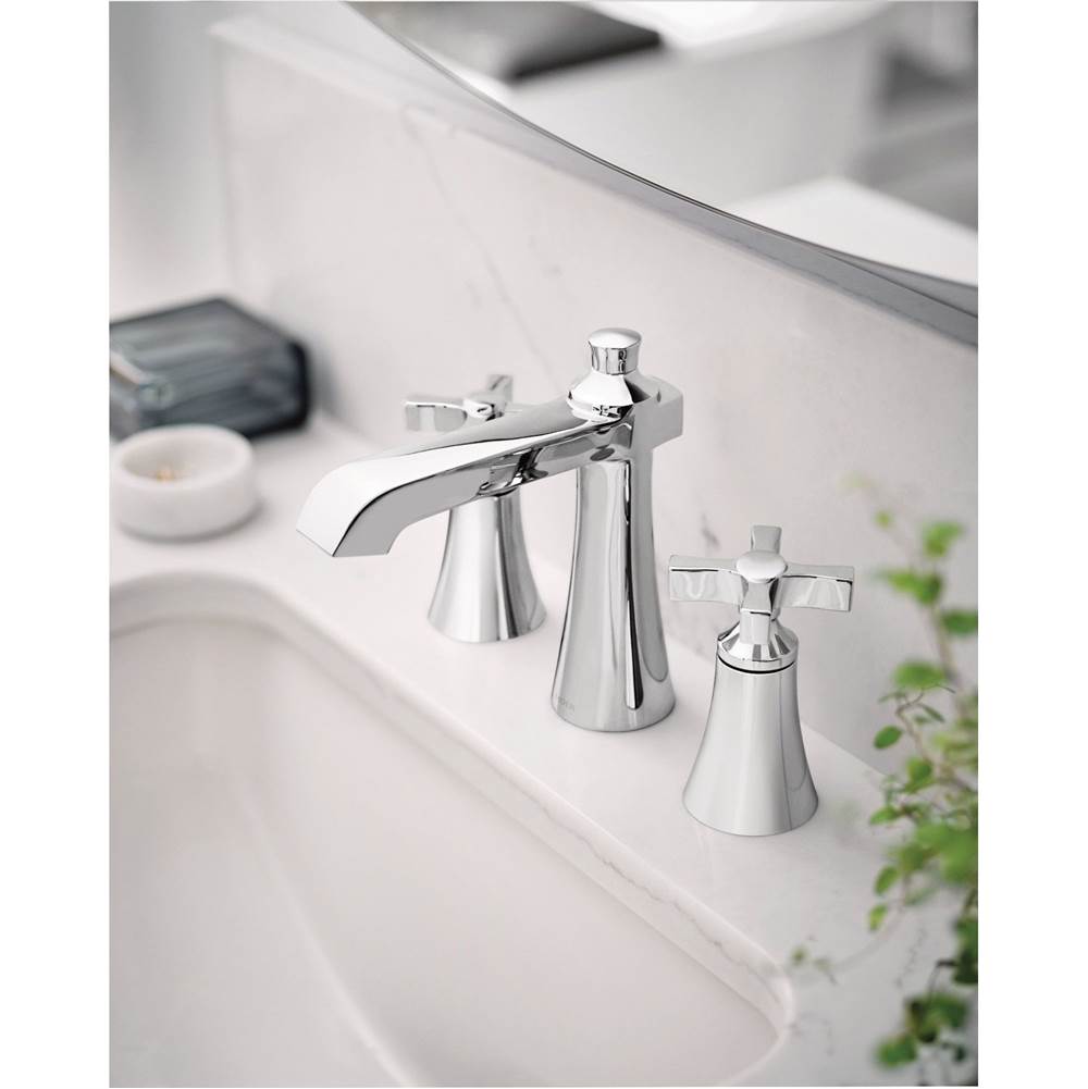 Flara 8 in. Widespread 2-Handle High-Arc Bathroom Faucet Trim Kit in Chrome (Valve Sold Separately)