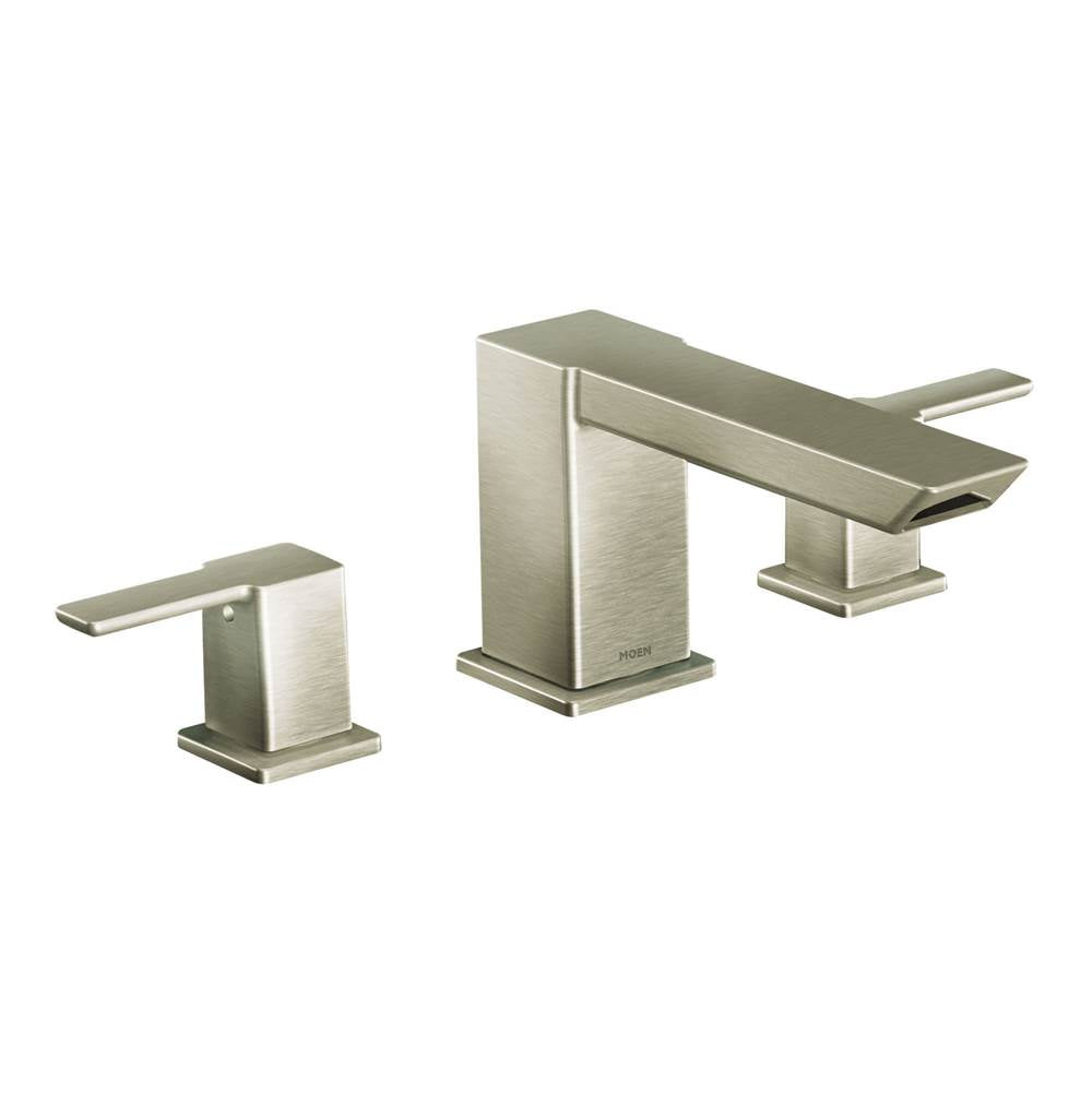 90-Degree 2-Handle Deck-Mount High-Arc Roman Tub Faucet Trim Kit in Brushed Nickel (Valve Sold Separately)
