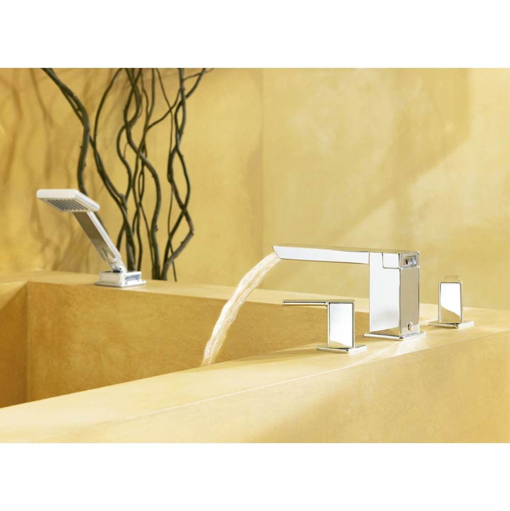 90-Degree 2-Handle Deck-Mount High-Arc Roman Tub Faucet Trim Kit in Brushed Nickel (Valve Sold Separately)