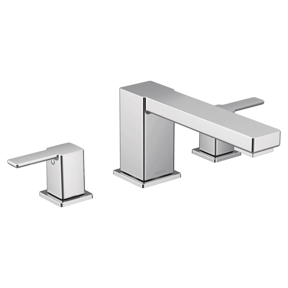 90 Degree Two-Handle Deck Mounted Roman Tub Faucet, Valve Required, Chrome