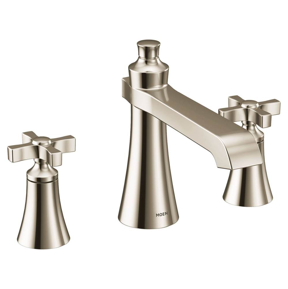 Flara 2-Handle Deck-Mount Roman Tub Faucet Trim Kit with Cross Handles in Chrome (Valve Sold Separately)