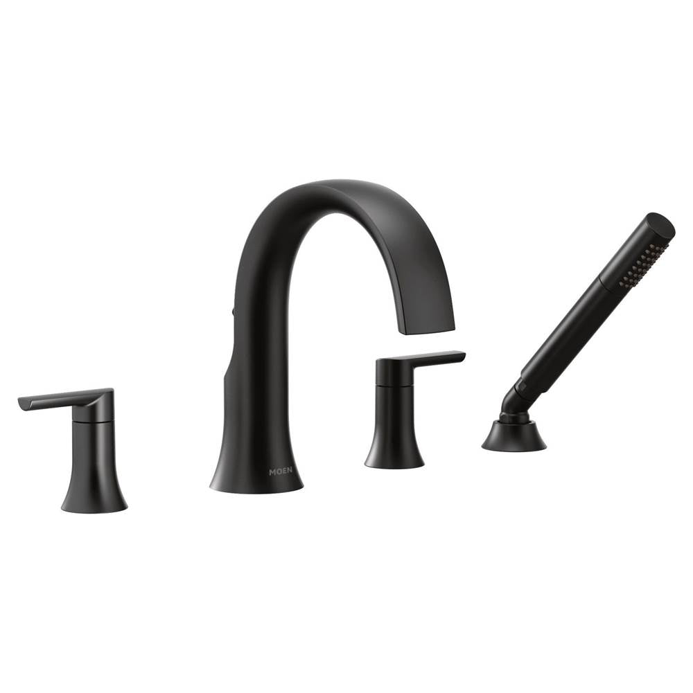 Doux 2-Handle Deck Mount Roman Tub Faucet Trim Kit with Hand shower in Chrome (Valve Sold Separately)